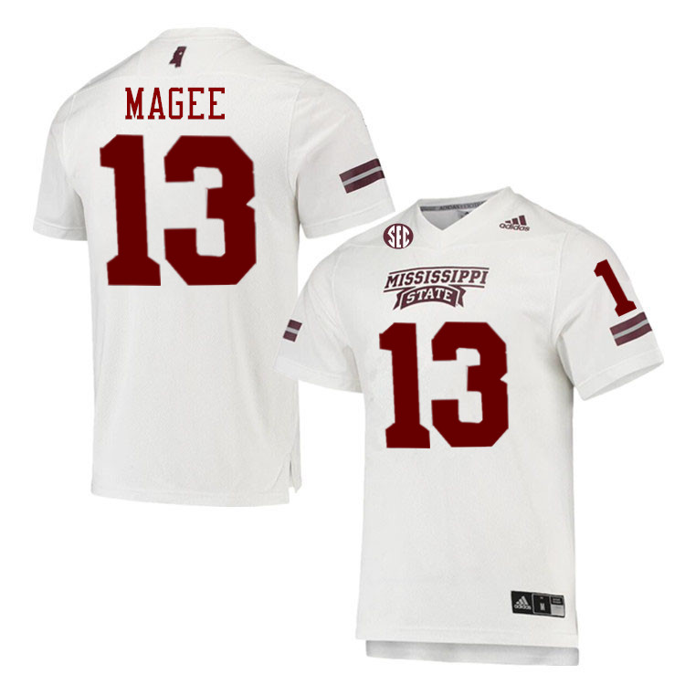 Men #13 Sanfrisco Magee Mississippi State Bulldogs College Football Jerseys Stitched-White